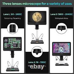 Digital LCD Microscope 10.1 Inc Screen with Camera & Remote 2000x Magnification