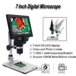 Digital Microscope 1-1200X LCD 7 1080P Video Camera Magnifier Amplification