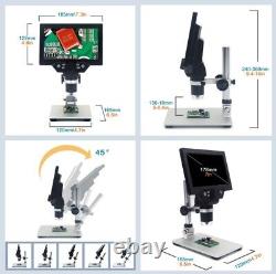 Digital Microscope 1-1200X LCD 7 Inch 1080P Video Camera Magnifier Amplification