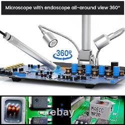 Digital Microscope 10.1LCD 300x Magnification HD Video w Endoscope 3D Soldering