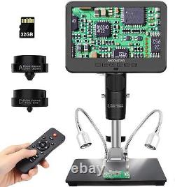 Digital Microscope 7LCD 2000x Magnification HD Video 32GB SD for Soldering/Coin