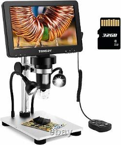 Digital Microscope 7inc LCD Screen Video Camera with Stand LED Fill Lights SD Card