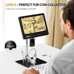 Elikliv 10.1 Digital Coin Microscope 1500X Soldering Coin Magnifier with Light