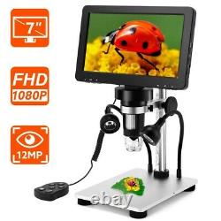 Handheld 7 LCD 1080P Microscope 1-1200X Zoom With Video Recorder Camera Cam