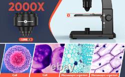 LCD Digital Microscope 2000X Biological Microscope for Adults with Remote Contro