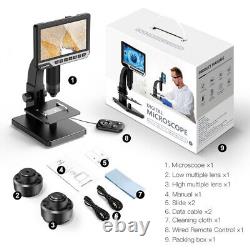 LCD Digital Microscope 2000X Biological Microscope for Adults with Remote Contro