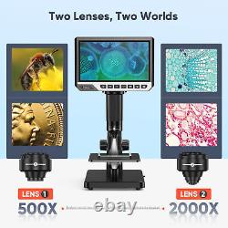 LCD Digital Microscope Coin Microscope 2000X Biological Microscope with Screen