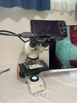 LEICA DM500 MICROSCOPE WITH 4,10,40,100X, and Sony Digita Camera (NEX-5) SET