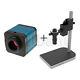 New Digital Microscope Camera Body With Stand And Lens 14mp Blue C-mount Hdmi