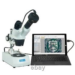 OMAX 20X-60X 1.3MP Digital Camera Binocular Stereo Student Microscope Two Lights