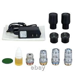 OMAX 2500X Digital LED Compound Microscope+1.3MP Camera+Slides+Book+Cleaning Kit