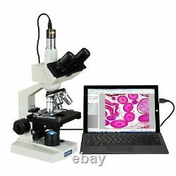OMAX 40X-2500X Trinocular Compound Microscope + Digital USB Camera + LED Light