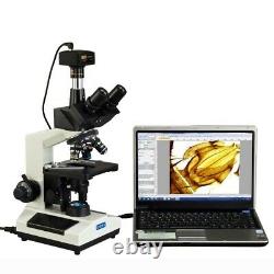OMAX 40X-2500X Trinocular Lab Compound LED Microscope+14MP Camera+Carrying Case