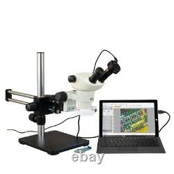 OMAX 6-50X Stereo Microscope+Boom Stand+54 LED Ring Light+9MP USB Digital Camera