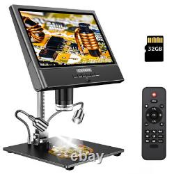 Portable 10 LCD 1080P USB Digital Microscope 50X-1600X Camera 32GB Metal Stand