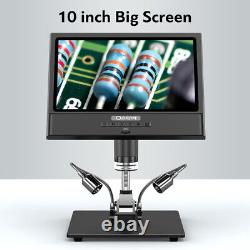 Portable 10 LCD 1080P USB Digital Microscope 50X-1600X Camera 32GB Metal Stand#