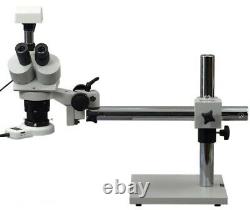 Stereo Trinocular Boom Stand 5X-60X Microscope with 3MP Camera and 54 LED Light