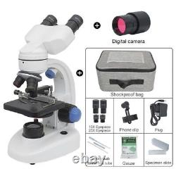 Student Biological Microscope Binocular Digital LED Illuminated Prepared Slides