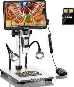 TOMLOV 7 LCD Digital Microscope 1200X, 1080P Coin Microscope 32GB with Remote