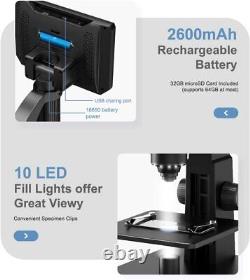 TOMLOV 7'' LCD USB Digital Microscope 2000X Coin Magnifier with Screen PC View