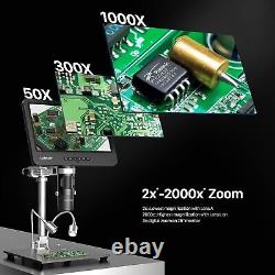 TOMLOV DM602 Pro 10.1 HDMI Digital Microscope 2000X 3 Lens & Boom Arm Stand 64G