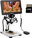 Tomlov Dm9 7 Digital Microscope 1200x, Lcd Microscope With 12mp Camerametal Os