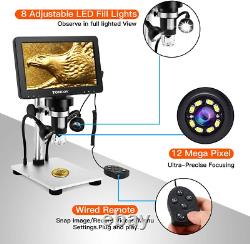 TOMLOV DM9 7 digital Microscope 1200X, LCD Microscope with 12MP CameraMetal OS