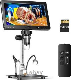 TOMLOV DM9 Max 10.1 IPS HDMI Digital Microscope 1500X 10 LED Lights PC/TV 64GB