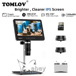 TOMLOV HDMI Digital Microscope 7 IPS Screen 3Lens Full View Coin Microscope 64G