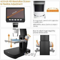 UK 4.3 Inch HDMI Display Microscopes LCD 1080P 1000X Handheld Microscope Camera