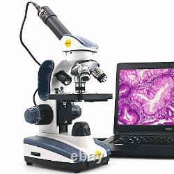 UK SWIFT 1000X Compound Microscope Dual Light Student Lab with Digital USB Camera
