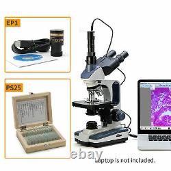 UK SWIFT 2500X Compound Microscope Trinocular with 1.3MP Camera 25 Prepared Slides
