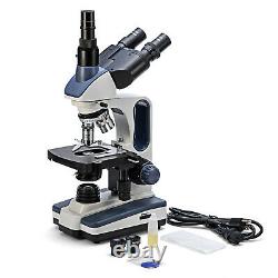UK SWIFT 350T 40X-2500X Trinocular Lab Compound Microscope w USB Digital Camera