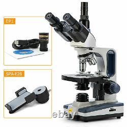UK SWIFT 40X-2500X Trinocular Compound Microscopes with 1.3MP Camera phone Adapter