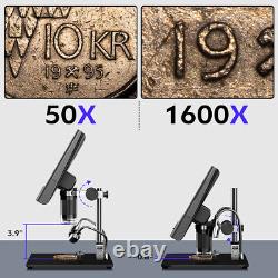 10 Microscope numérique 1000X Caméra de microscope vidéo avec éclairage pour les pièces de monnaie défectueuses