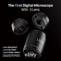 10 Microscope numérique LCD HDMI IPS d'écran Microscope biologique 64G Triple Lens