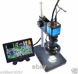 14mp Hdmi Industry Digital Microscope Camera + Stand Mount Ring Lamp LCD Monitor
