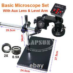 2k 1080p 60fps 38mp Hdmi Usb C-mount Caméra De L'industrie Microscope + Stand + Lens