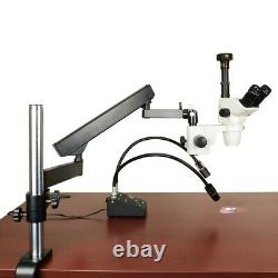6.7x-45x Microscope Stéréo + Stand De Bras Articulat + 6w Led Light + Caméra Numérique 5.0mp