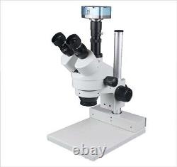 7-45x Digital Zoom Stéréo Trinoculaire Pcb Inspection Microscope Avec Caméra Usb 3mp
