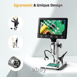 7 Caméra de microscope numérique à pièce de monnaie 1200X avec loupe de soudure et écran carte 32G