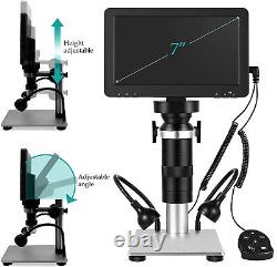 7 Microscope Numérique 200x-1600x 1080p Support Métallique Caméra Vidéo Compatible Windows/mac