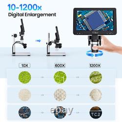 7 Microscopes à pièces LCD numériques 1080P avec caméra vidéo 12MP et kit de soudure