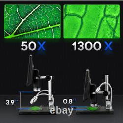 8.5 Dans 1080p Fhd 12mp Télécommande Numérique Microscope 1300x Zoom De La Batterie De L'appareil Photo