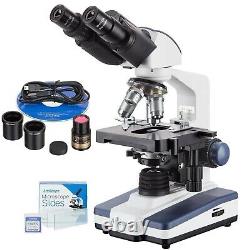 Amplificateur 40-2500x Microscope Binoculaire À Led +1,3mp Caméra Numérique +coulisses