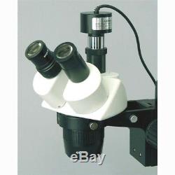 Amscope 10x-20x-30x-60x Stéréo Microscope Sur Boom Support + 1.3mp Appareil Photo Numérique
