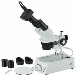 Amscope 20x-40x-80x Microscope Stéréo Avant + Caméra Numérique 3mp