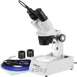 Amscope 20x-40x-80x Microscope Stéréo Avec 2mp Usb Appareil Photo Numérique