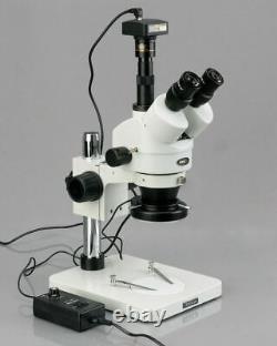 Amscope 3.5x-90x Zoom Stéréo Microscope + Caméra Usb Numérique 9mp +144-led