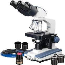 Amscope 40-2000x Microscope Binoculaire Composé 3d Stage+1.3mp Caméra Numérique Led